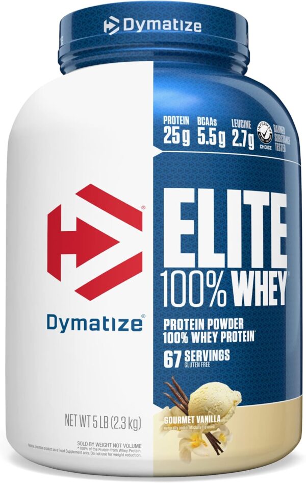 Dymatize Elite 100% Whey Protein Powder, 25g Protein Gourmet Vanilla5lbs