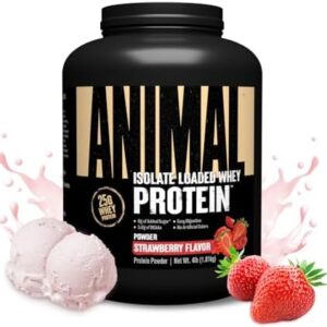Animal Whey Isolate Protein Powder - Loaded for Pre & Post Workout Muscle Builder and Recovery with Digestive Enzymes for Men & Women - 25g Protein, Great Taste, Low Sugar - Strawberry 4 lbs  Health & Household