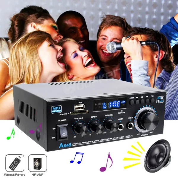 Woopker AK45 HiFi Digital Amplifier Max Power 90Wx2 Channel 2.0 Bluetooth Surround Sound AMP Speaker for Home Car - AliExpress 44 - Image 2
