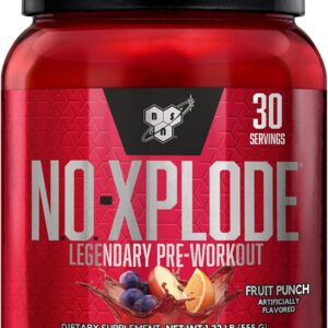 BSN N.O.-XPLODE Pre Workout Powder, Energy Supplement for Men and Women with Creatine and Beta-Alanine, Flavor: Fruit Punch, 30 Servings