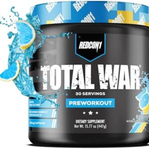 REDCON1 Total War Pre Workout Powder, Blue Lemonade - Beta Alanine + Citrulline Malate Keto Friendly Preworkout for Men & Women with 320mg of Caffeine - Fast Acting (30 Servings) : Health & Household